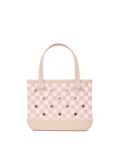Bitty Bogg Bag - Checkered Linen/ Pink Marshmallow